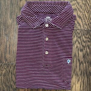 Peter Millar Seaside Wash Red Stripe Kinloch Virginia Golf Pocket Polo Shirt M